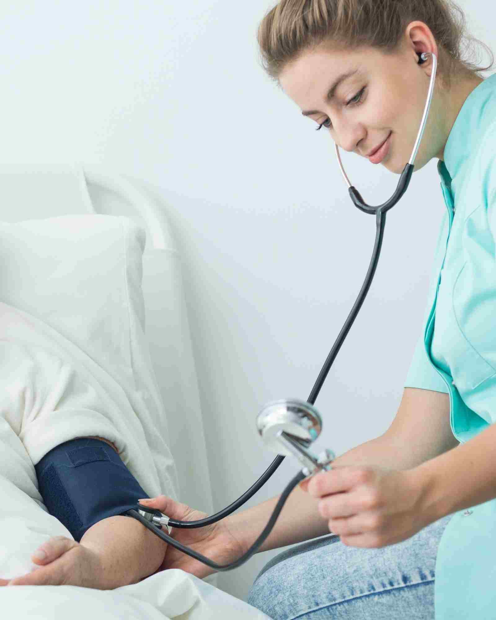 Nurse preparing a sterile procedure in a French hospital